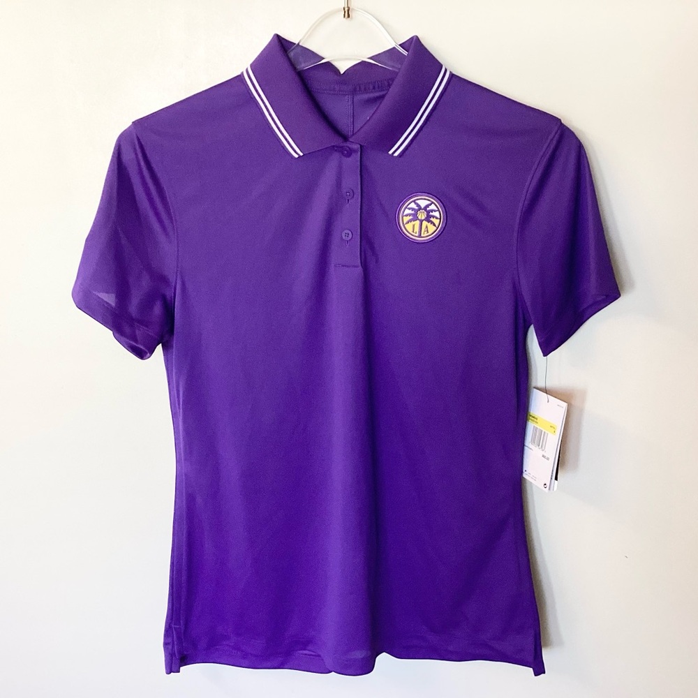 NWT Nike WNBA Short Sleeve Los Angeles Sparks Dri-Fit Polo Shirt - Purple - S
